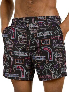 Ted Baker London Surpa Neon Sign Printed Swim Trunks Men's Size 3 US M Swimwear